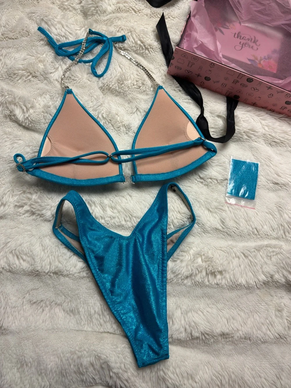 Metallic blue posing bikini - Picture 3 of 4